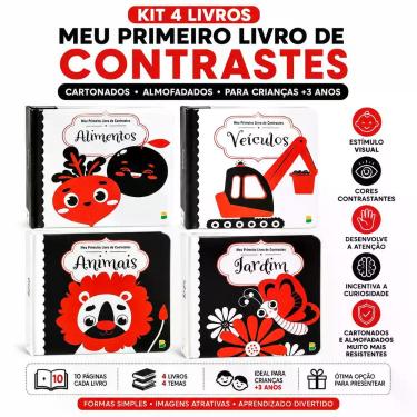 Imagem de Kit 4 Livros Infantis Cartonados Almofadados Meu Primeiro Livro de Con