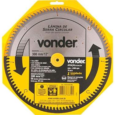 Imagem de Vonder, Lâmina De Serra Circular Com Dentes De Metal Duro, 300 Mm X 30 Mm, Com 96 Dentes, Para Mdf.