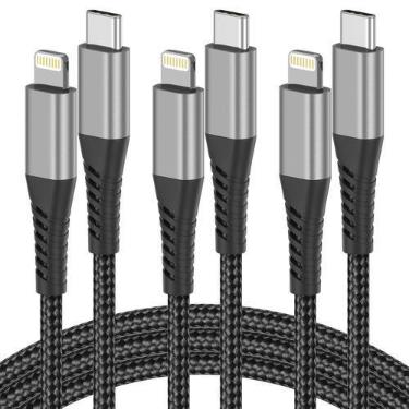 Imagem de Cabo USB C para Lightning Umefy de 3 pés certificado MFi, pacote com 3