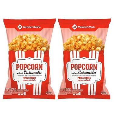 Imagem de Kit 2 Sacos Pipoca Doce Sabor Caramelo Members Mark 270g  Crocante e I