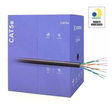Imagem de Cabo de Rede Cat5e FK 500C Transmissão de Dados Condutores 100% Cobre Preto Fortrek 305M