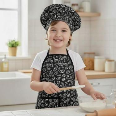 Imagem de Kit Avental Infantil de Cozinha Estampado Kids com Chapéu - Mava Enxov
