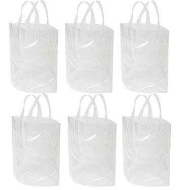 Imagem de Bolsa transparente grinderPUNCH com alça de laço macia, 30,48 cm x 30,48 cm x 15,24 cm de espessura, plástico, compras, lancheira, estádio, sacola, Clear (6 Count), 6 Count