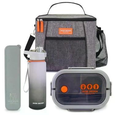 Imagem de Kit Bolsa Térmica, Marmita, Garrafa 1l, Porta Talheres Vibe Cinza