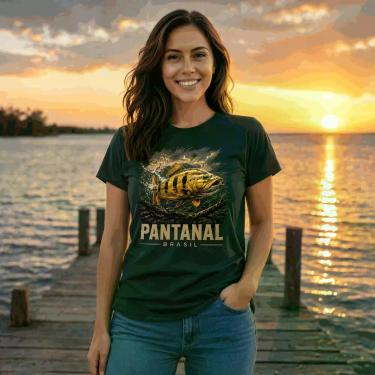 Imagem de Camiseta Algodão Pantanal Brasil Tucunaré Estampa Exclusiva Casual Nat
