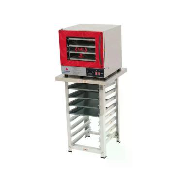 Imagem de Kit Forno Turbo Elétrico Progás Digital PRP-004 Plus Fast Oven G2 com Mesa MES-004 e 4 Assadeiras Vermelho 110V