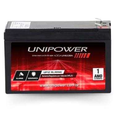 Imagem de Bateria 12V 7A Selada Para Nobreak Alarmes Cerca Elétrica Luz De Emergência Central De Alarme Equipamento Hospitalar Alarme Residencial Wifi Estacionária UNIPOWER UP1270E