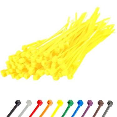 Imagem de GTSE 10 cm amarelas com zíper de 10 cm, pacote com 100 unidades, 8 kg de resistência, pequenas abraçadeiras de nylon resistentes a UV, envoltórios de gravata autotraváveis de 10 cm