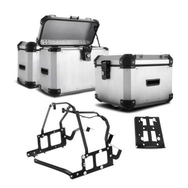 Imagem de Baú traseiro roncar + baú lateral + suporte lateral f 800 gs alumínio 