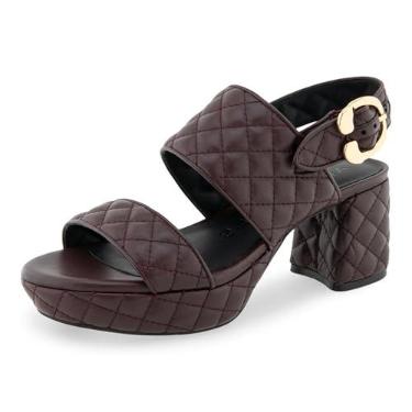 Imagem de Aerosoles Sandália feminina de salto qui com câmera, Couro acolchoado Deep Aubergine, 37
