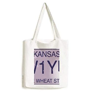 Imagem de Bolsa de lona com estampa de ilustração de licença de carro americana americana bolsa de compras bolsa casual
