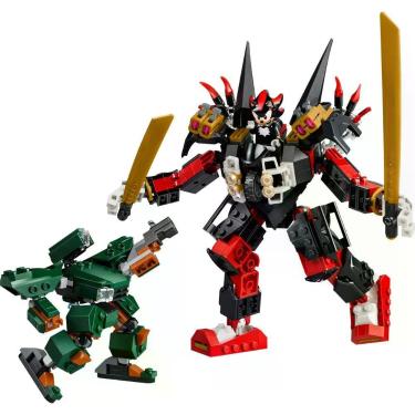 Imagem de Brinquedo de Construção 77120 Robô Articulado com Disparadores de Projéteis Asas da Perdição e Motocicleta Preto Lego