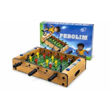 Imagem de Pebolim Mesa Madeira Portátil Jogo Futebol - dute toys