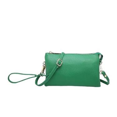 Imagem de Jen & Co. M013 Riley Bolsa tiracolo tiracolo ajustável/destacável, bolsa de ombro de couro vegano, Esmeralda verde, 9 x 5