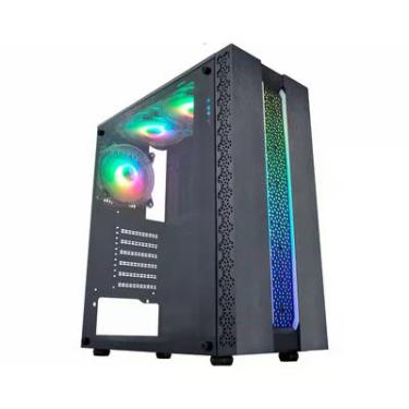 Imagem de Gabinete Gamer K-mex Kratos Cg-42tp, Painel Fita LED RGB, USB 2.0, Preto - Cg42tprh001cb0x