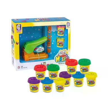 Imagem de Kit Brinquedo Infantil Extrusora Massinha de Modelar Acessórios + 10 P