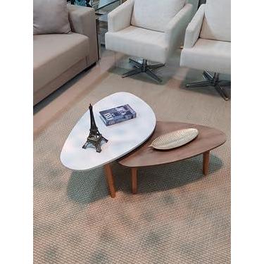 Imagem de Conjunto de mesa centro de sala Orgânica Paris Wood White