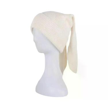 Imagem de Gorro Feminino De Inverno Com Orelhas De Coelho, Macio, Quente E Fofo,