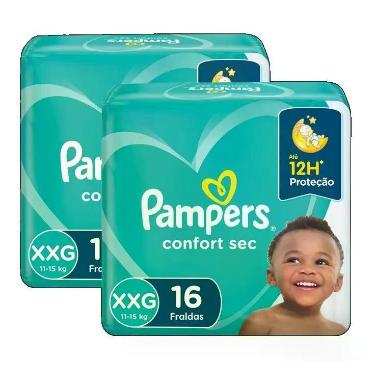 Imagem de kit 2 Fralda Pampers Confort Sec Descartável Tamanho XXG 16 Unidades