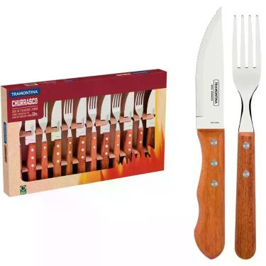 Imagem de Jogo para churrasco 12 peças jumbo garfos e facas Tramontina, Natural,
