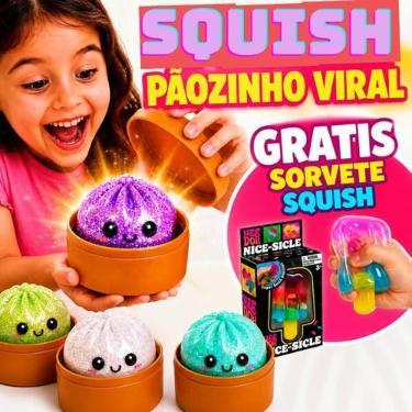 Imagem de Squish Viral Pãozinho Dumpling Anti-Stress Macio Cestinha Colecionável