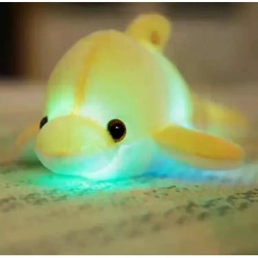 Imagem de Bicho Pelúcia Golfinho Com Luz Led Luminoso 32 Cm  - Child Toy, Amarel