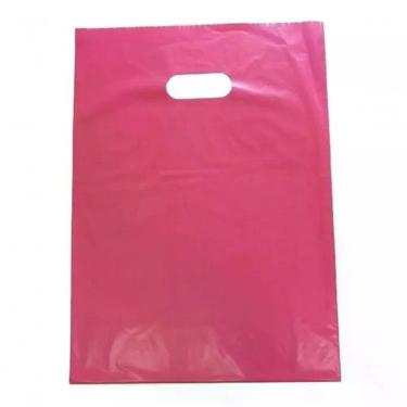 Imagem de Sacola Plástica Sacolas Plasticas 30x40 Alça Boca de Palhaço Pacote com 50 Unidades Azul Branco Prata Preto Rosa