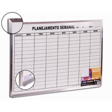 Imagem de Quadro Branco Moldura Aluminio 090X060CM Planejamento Semana - Cortiar