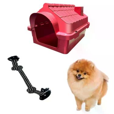 Imagem de Kit Casinha Resistente Cachorro N1 E Mordedor Corda Chalesco - MecPet