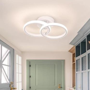 Imagem de BEMMY Luminária de Teto, Lustre Redondo com Holofote, Quarto, Cozinha, Sala de Estar, Decoração, Lustre Regulável com Luz Ajustável em 3 Cores 85-165V 27 * 17cm (Branco)