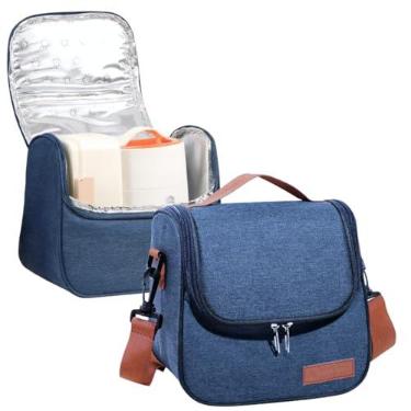 Imagem de Bolsa Térmica Lancheira Pequena com Alça de Ombro - Bolsa Fitness Feminina e Masculina, Frasqueira para Academia, Treino e Dieta, Marmita, Multifuncional e Resistente, Top - Estliny (Azul)