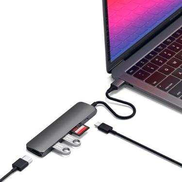 Imagem de Satechi Adaptador Hub Multi-Portas Slim V2 USB C de Alumínio - 4K HDMI, Leitores Micro/SD e USB 3.0 - Para M2/ M1 MacBook Pro/Air, M2/ M1 iPad Pro/Air, M2 Mac Mini, iMac M1 (Cinza Espacial)