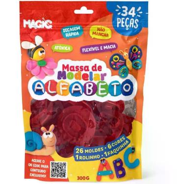 Imagem de Massa para Modelar Criativa Alfabeto 300G 34PCS C/MOLDES - Magic KIDS
