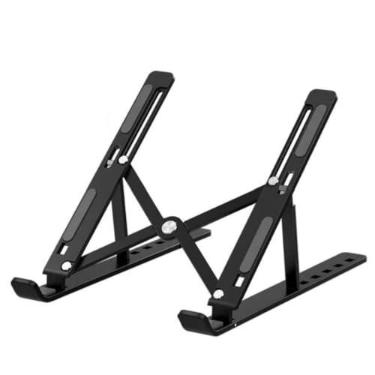 Imagem de Suporte para Notebook e Tablet em Alumínio Resistente Apoio Mesa em Metal Articulado Dobrável Ajustável com Altura Regulável Portátil Base para Laptops