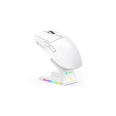 Imagem de Mouse Gamer sem Fio Attack Shark X1, Ultraleve, com Base de Carregamento Magnético RGB, Tri-Mode, 40.000 DPI, Sensor Óptico PAW3395 PRO, 6 Botões - Branco