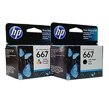 Imagem de Kit 2 cartucho HP 667 Preto e Colorido