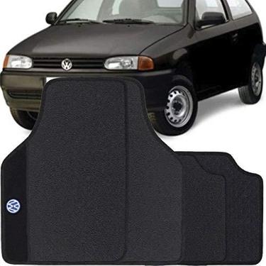 Imagem de Jogo de Tapete Borracha Pvc Universal Impermeável Volkswagen Gol G2 G3 G4 1995 a 2008 Preto Bordado Carpete Antiderrapante Impermeável