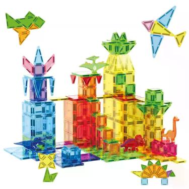 Imagem de Blocos de Montar Magnéticos 108 Peças Brastoy Brinquedo Educativo Cons