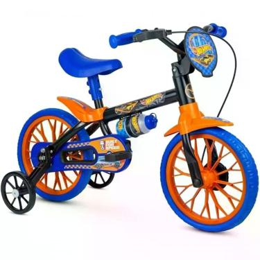 Imagem de Bicicleta Infantil Aro 12 Hot Wheels 90 a 100CM Freio Contra Pedal com Protetor de Corrente Vermelho com Rodinhas