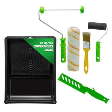 Imagem de CONDOR Kit Prático Renove 5 Peças - Conjunto com Bandeja para Tinta, Suporte para Rolo de Pintura, Rolo de Lã, Rolinho de Espuma e Pincel - Indicado para Superfícies Semirrugosas