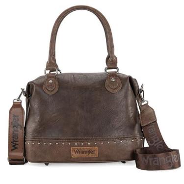 Imagem de Wrangler Bolsa médica de dois tons com alça superior e bolsa de ombro feminina, Café torrado cru, 10.5" x 4.5" x 8"