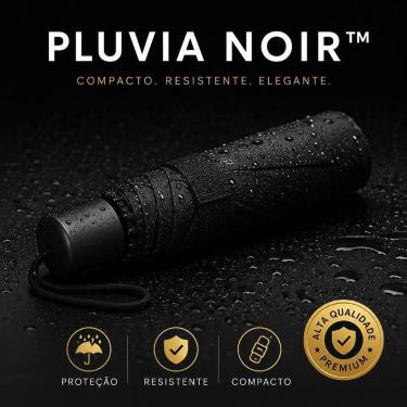 Imagem de Guarda-Chuva Dobrável Preto Poliéster 90cm Alça de Mão Compacto Viagem