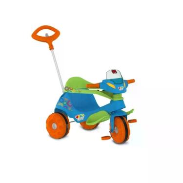 Imagem de Triciclo Infantil Velobaby G2 Passeio & Pedal com Haste Direcionável, Cercado de Proteção e Painel de Atividades