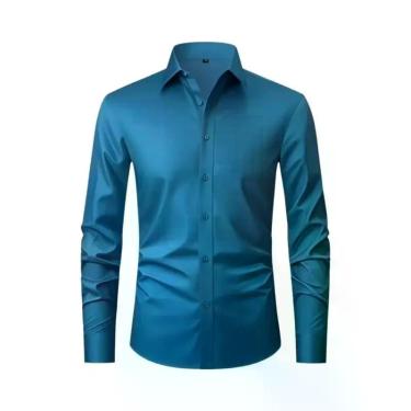 Imagem de Camisa Social Masculina XXL Slim Fit Manga Longa Cor Sólida Primavera 