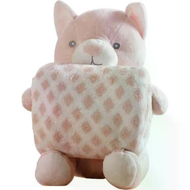 Imagem de Bichinho De Pelúcia Fazenda New Com Manta Bebê 100x75cm Gatinho