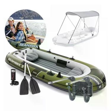 Imagem de Bote Barco Seahawk 3 Até 360kg 295cm Suporte + Capota Intex