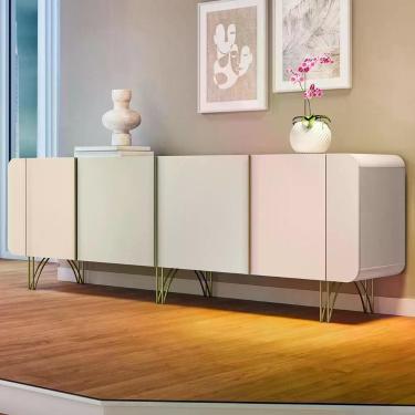 Imagem de Aparador Buffet Sala Saluti Com 4 Portas E Pés Em Aço Off White