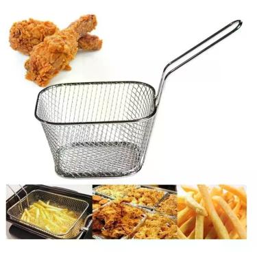 Imagem de Cesto para Frituras Mini Inox Aramado Multiuso para Servir Porções Batata Frita Frango Churros Aperitivos Mesa Yeet