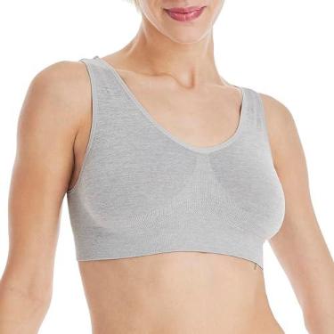 Imagem de Hanes Sutiã feminino confortável sem fio, sutiã pulôver de cobertura total, sutiã camiseta sem costura, Cinza-claro mesclado, XX-Large