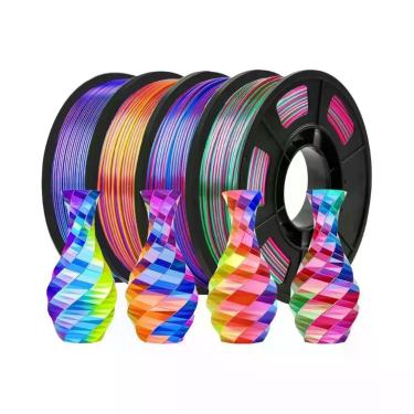 Imagem de Filamento De Impressão 3D PLA Seda Tricolor 1.75mm 250g Alta Precisão 